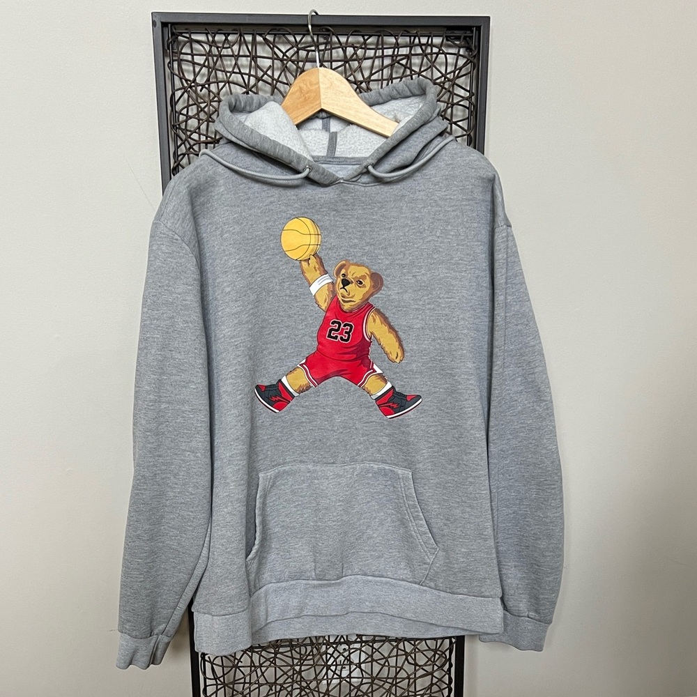 Hudson Outerwear Bear Jordan Goat 23 100% Cotton Grey Hoodie Basketball 2X